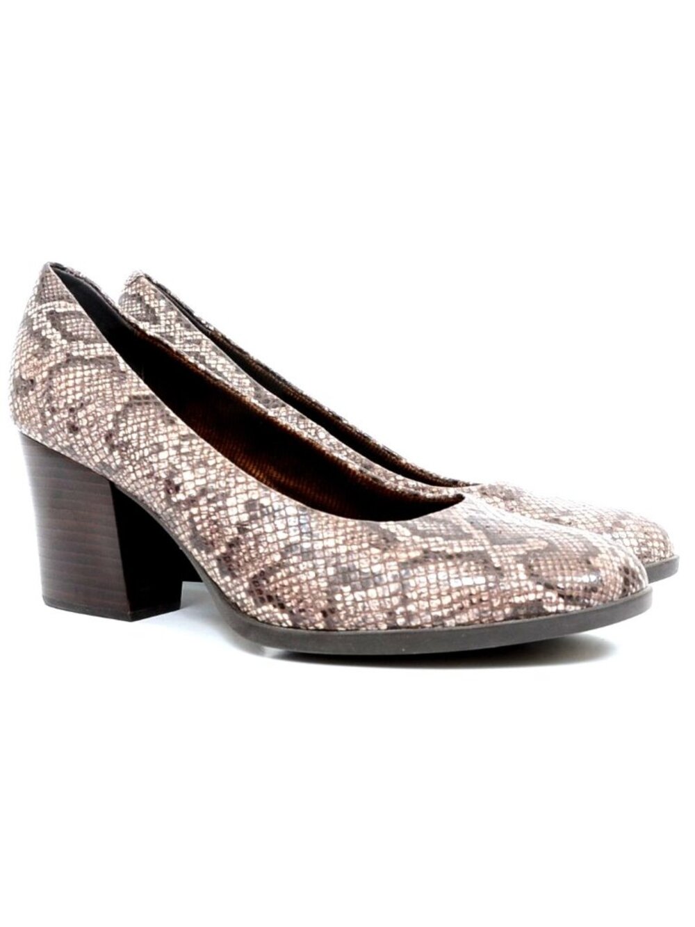 Born Women's 11M Enns Leather Snake Print Low Heel Comfort Shoe Pumps